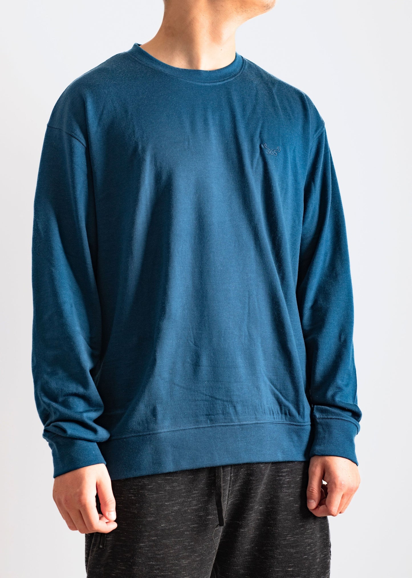 Men's Crew Sweatshirt - 100% Merino Wool, Gibraltar Blue (SECOND)