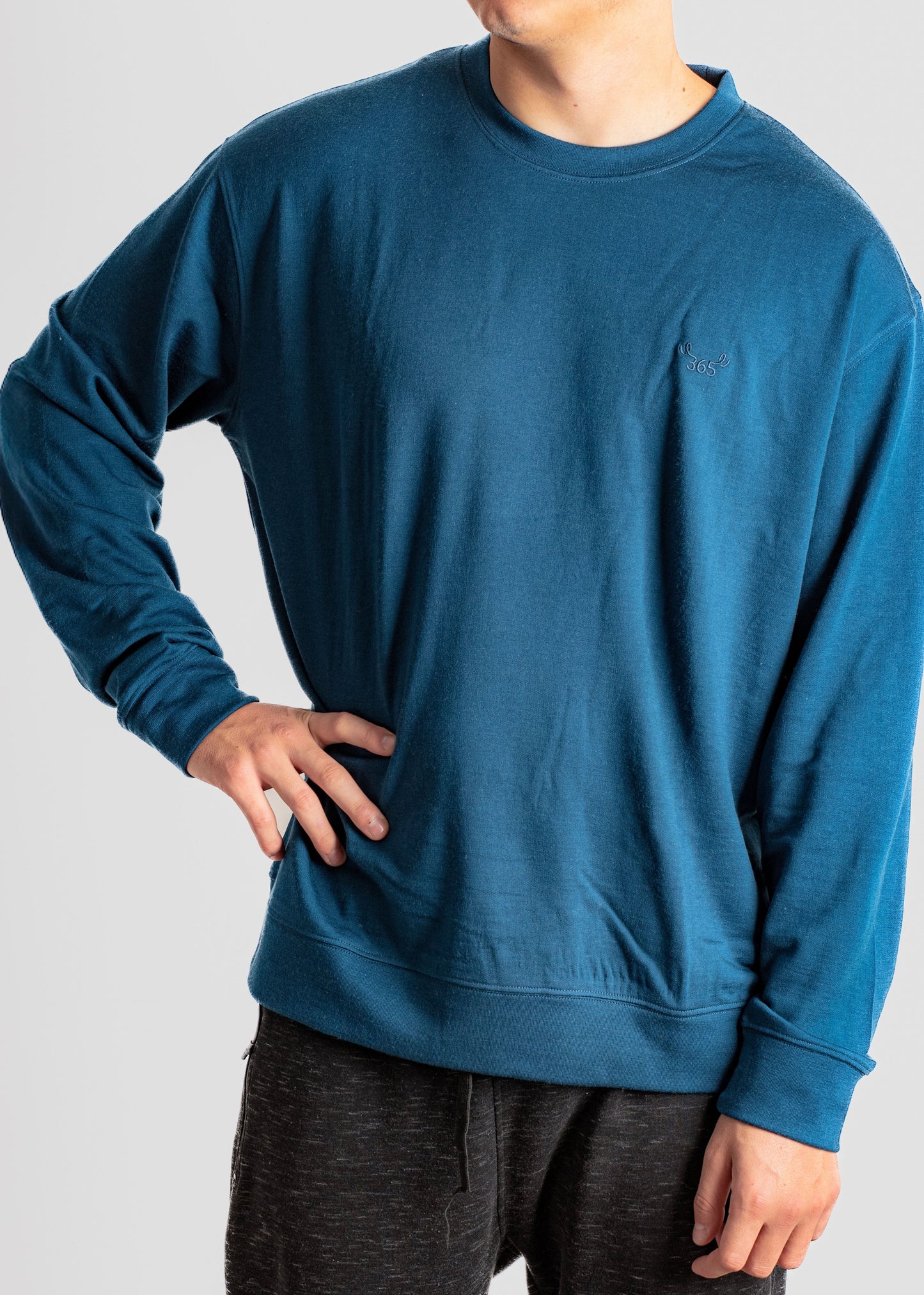 Men's Crew Sweatshirt - 100% Merino Wool, Gibraltar Blue (SECOND)