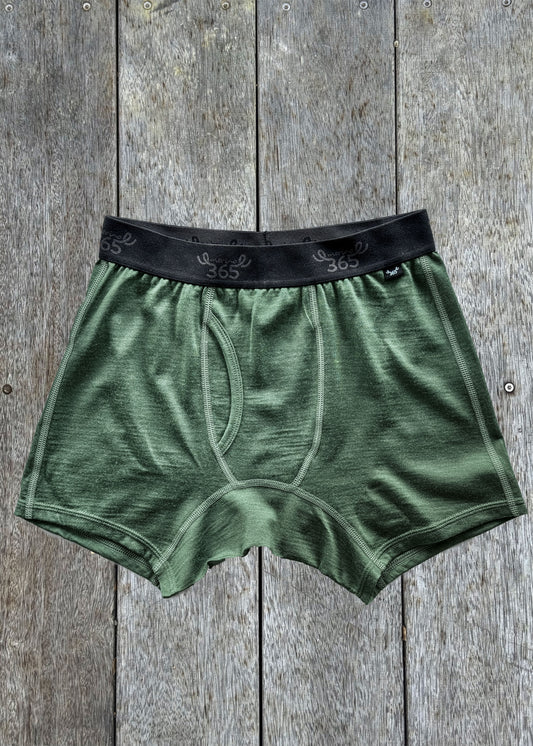 Men's Boxer Brief - 100% Merino Wool, Forest, Size XL