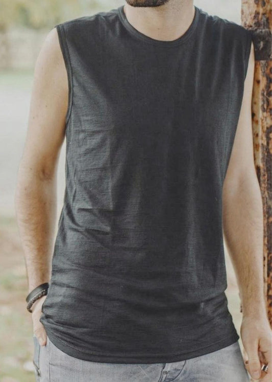 Men's Garage Tank Top - 100% Merino Wool, Slate Grey