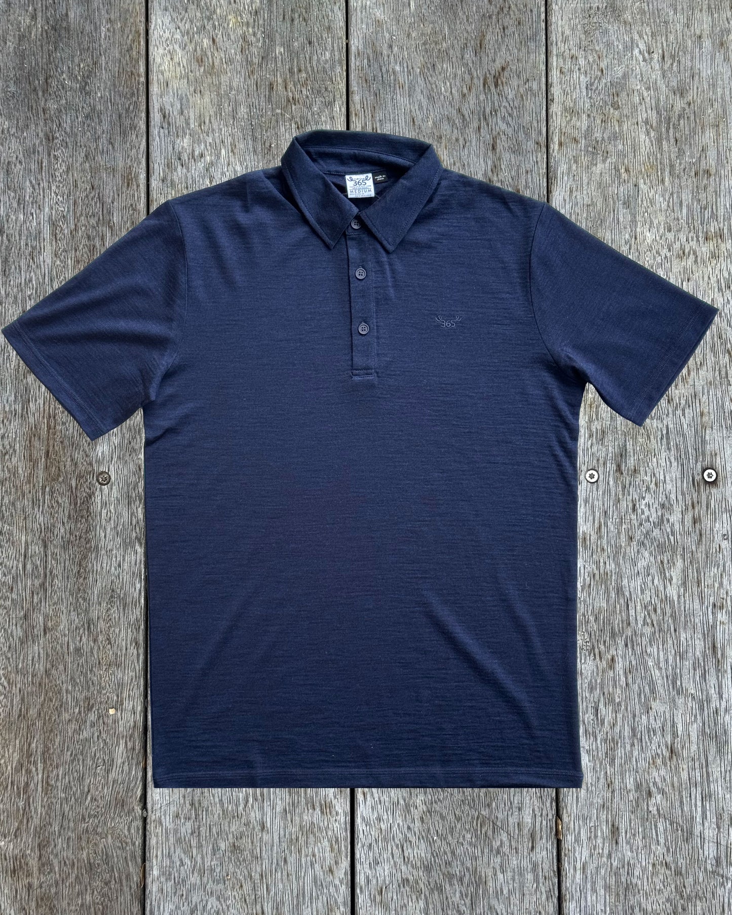 Men's Polo - 100% Merino Wool, Midnight Marle