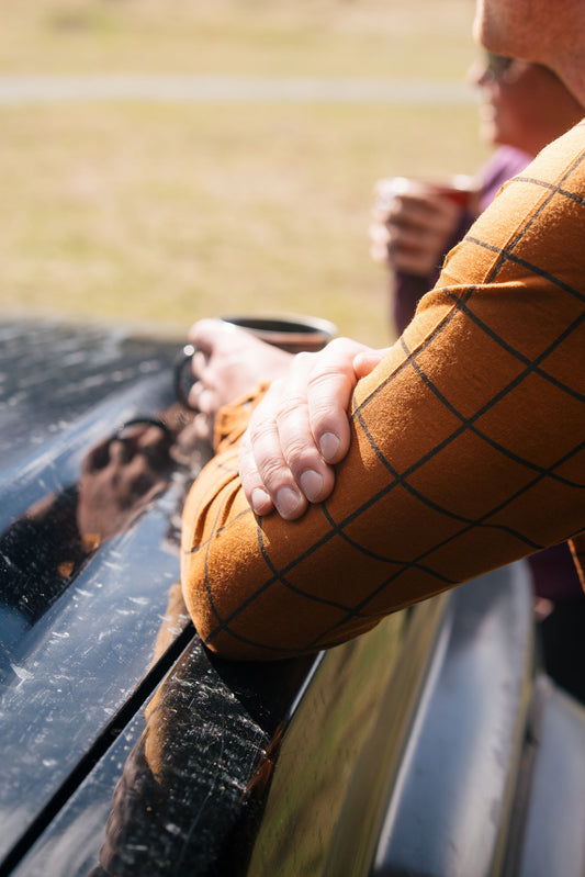 Men's OG Long Sleeve - 100% Merino Wool, Rust Check
