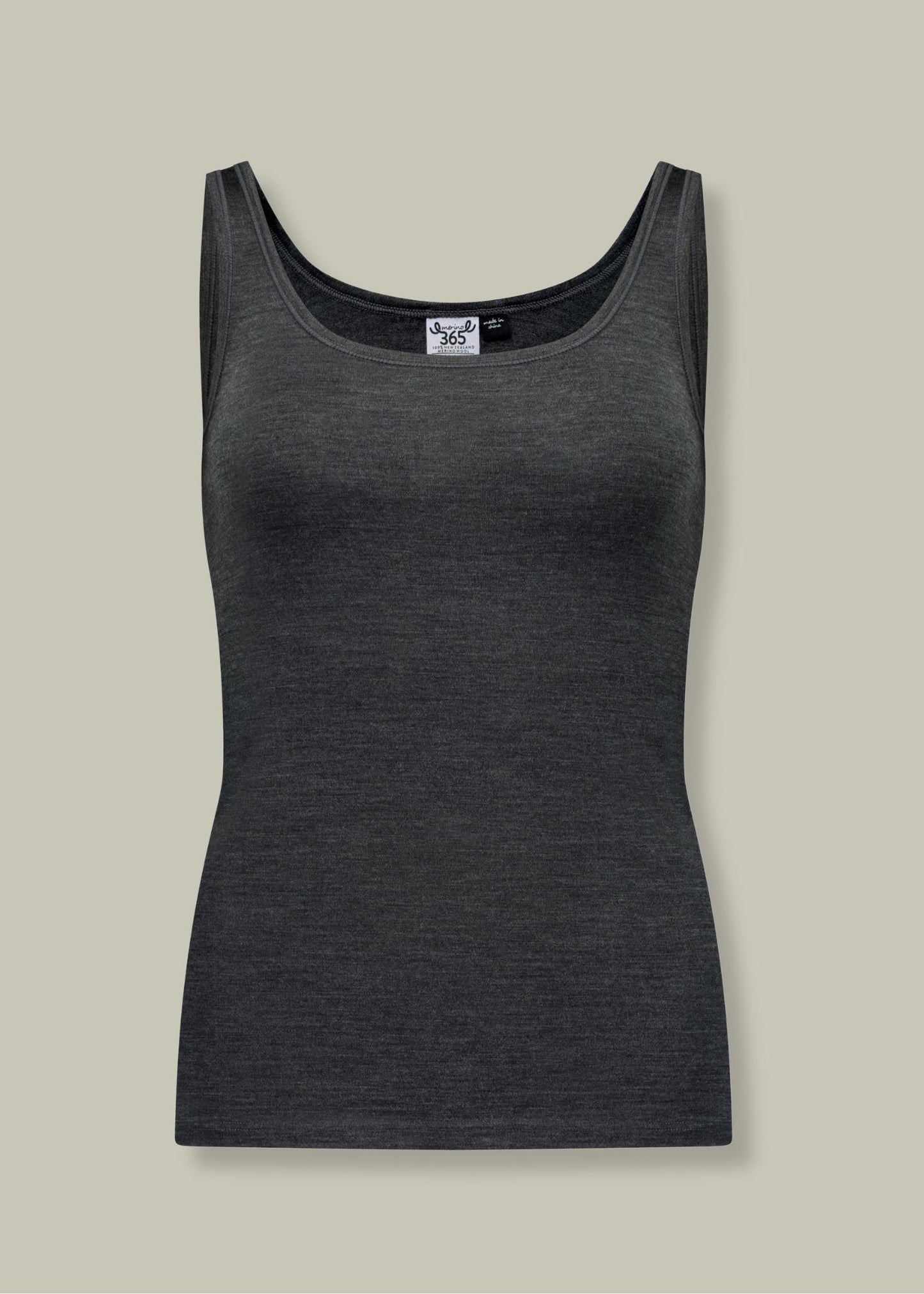 Women's Scoop Neck Tank Top - 100% Merino Wool, Slate Grey