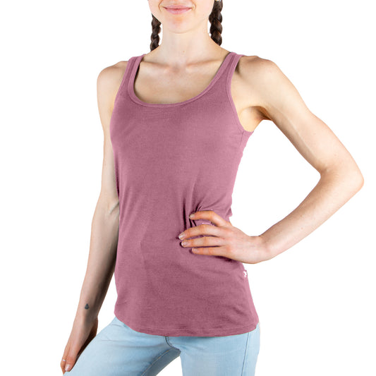 Women's Scoop Neck Tank Top - 100% Merino Wool, Thistle Pink