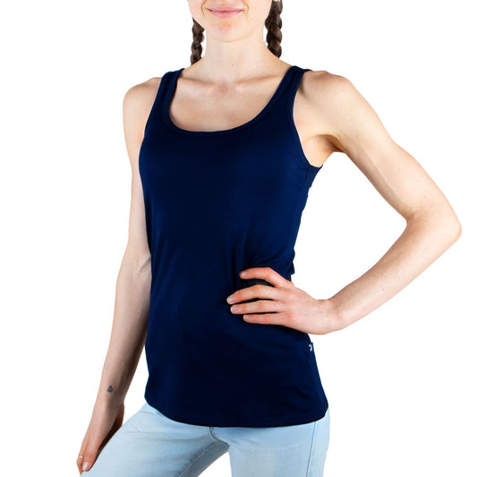 Women's Scoop Neck Tank Top - 100% Merino Wool, Blue Marle
