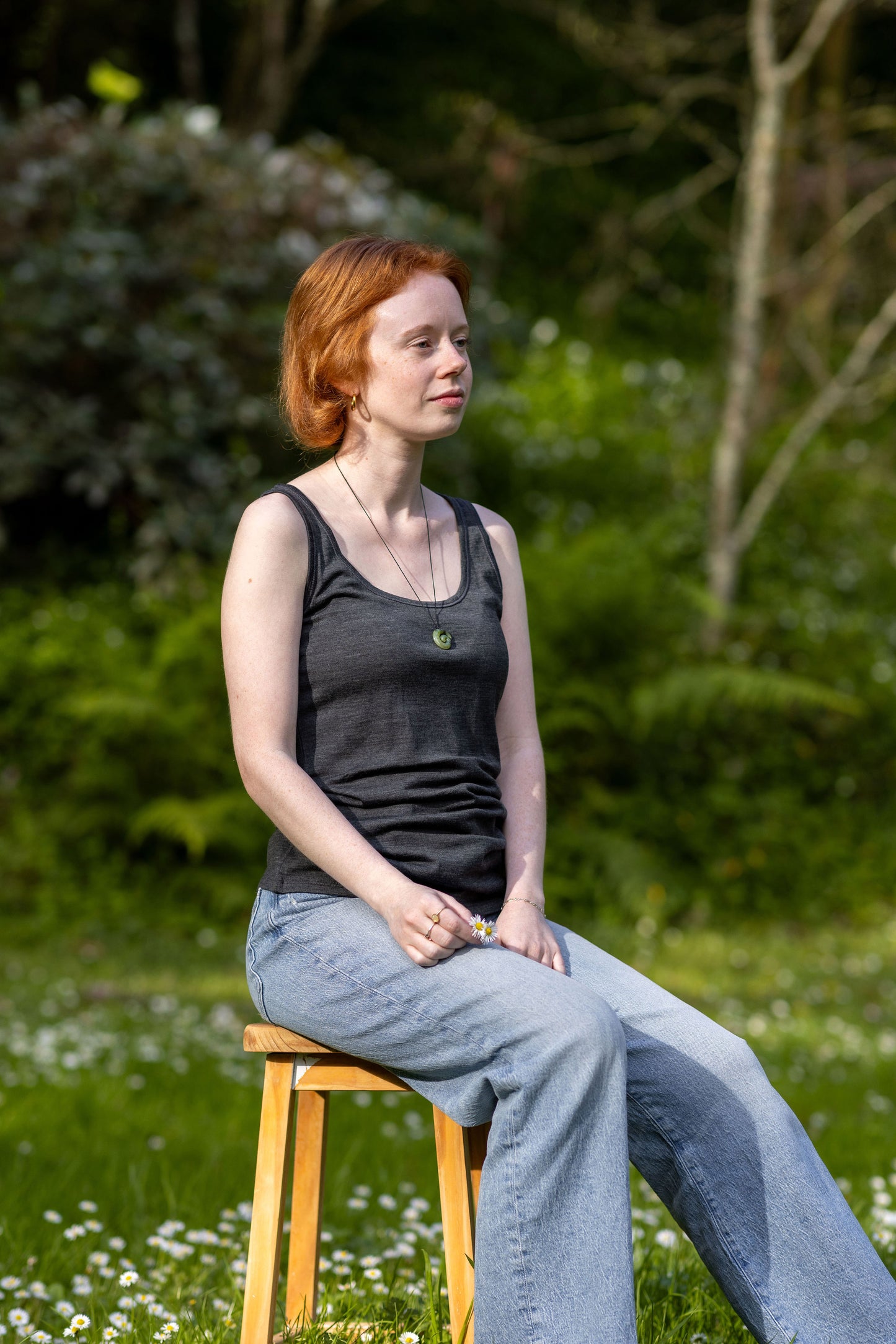 Women's Scoop Neck Tank Top - 100% Merino Wool, Slate Grey