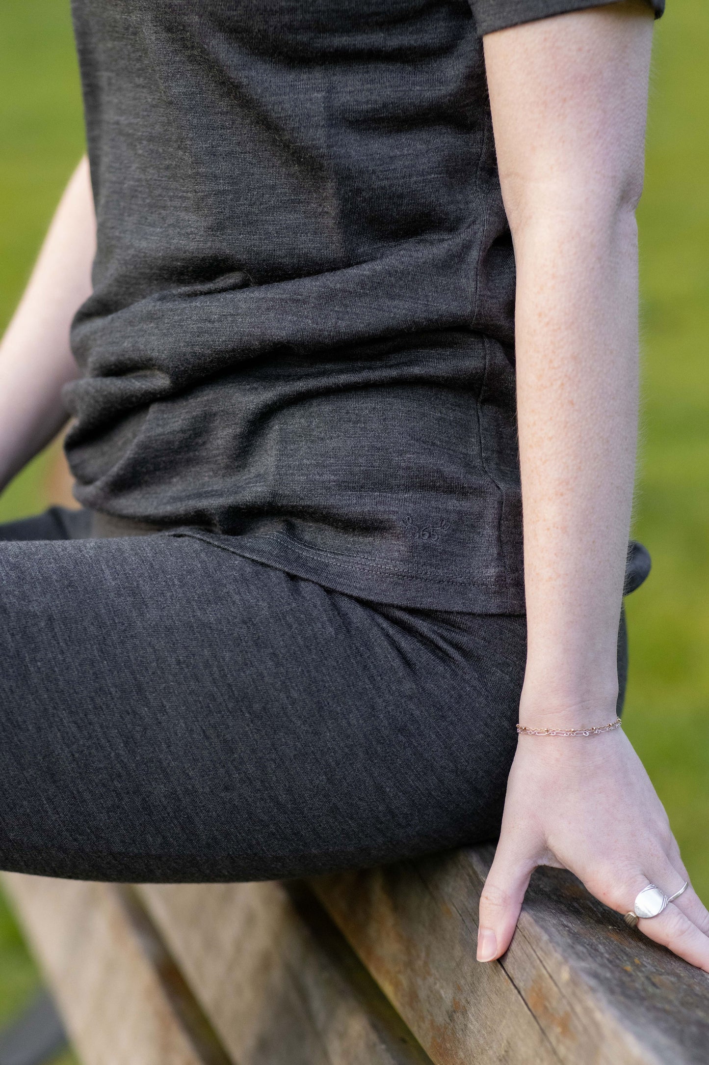 Women's Crew T-Shirt - 100% Merino Wool, Slate Grey