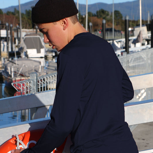 Men's OG Long Sleeve - 100% Merino Wool, Navy Blue