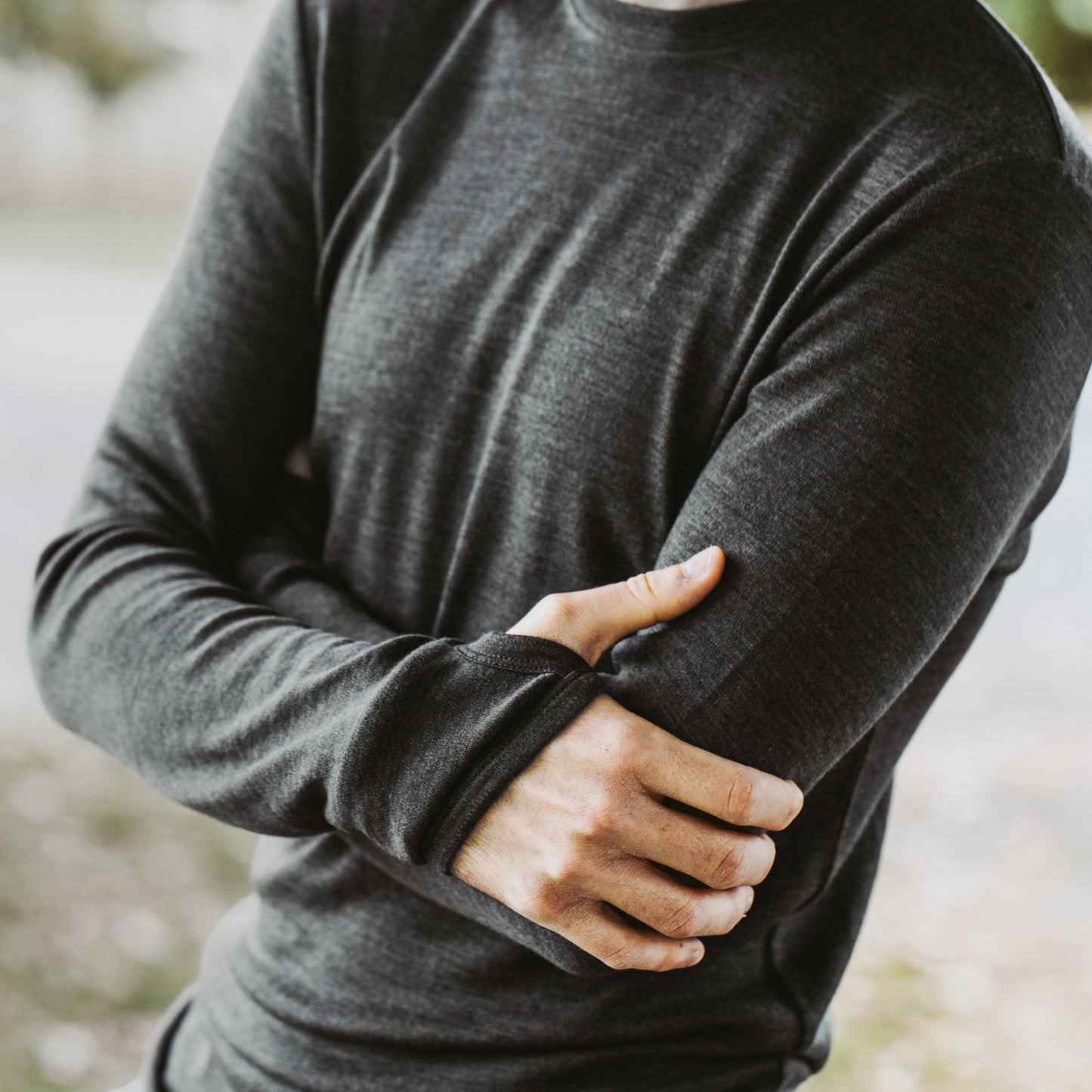 Men's OG Long Sleeve - 100% Merino Wool, Charcoal Marle