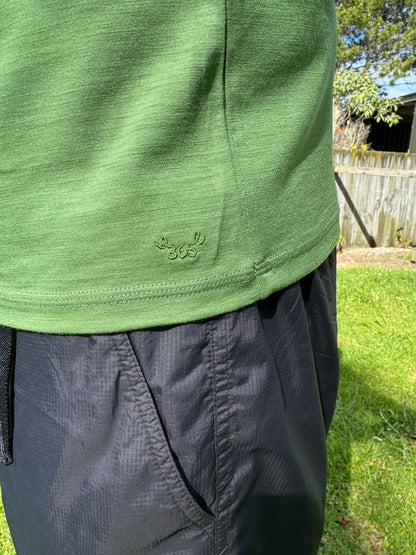 Men’s Crew Short Sleeve T-shirt – Merino Blend 180gsm, Conifer Green