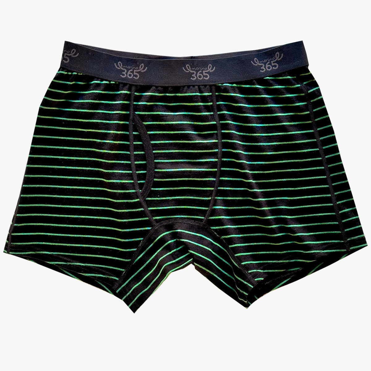 Men's Boxer Brief - 100% Merino Wool, Black Forest Stripe