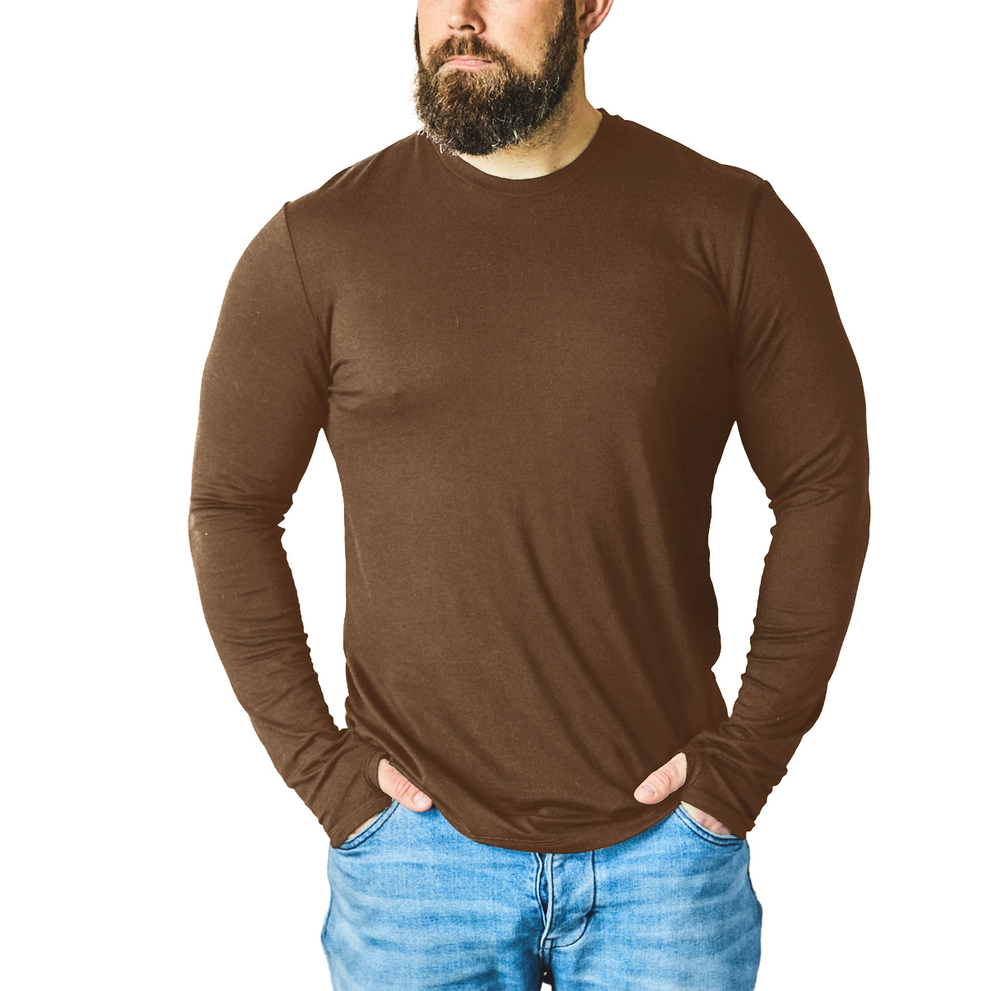 Merino 365 OG Long Sleeve with Thumbloops Top, Espresso Brown