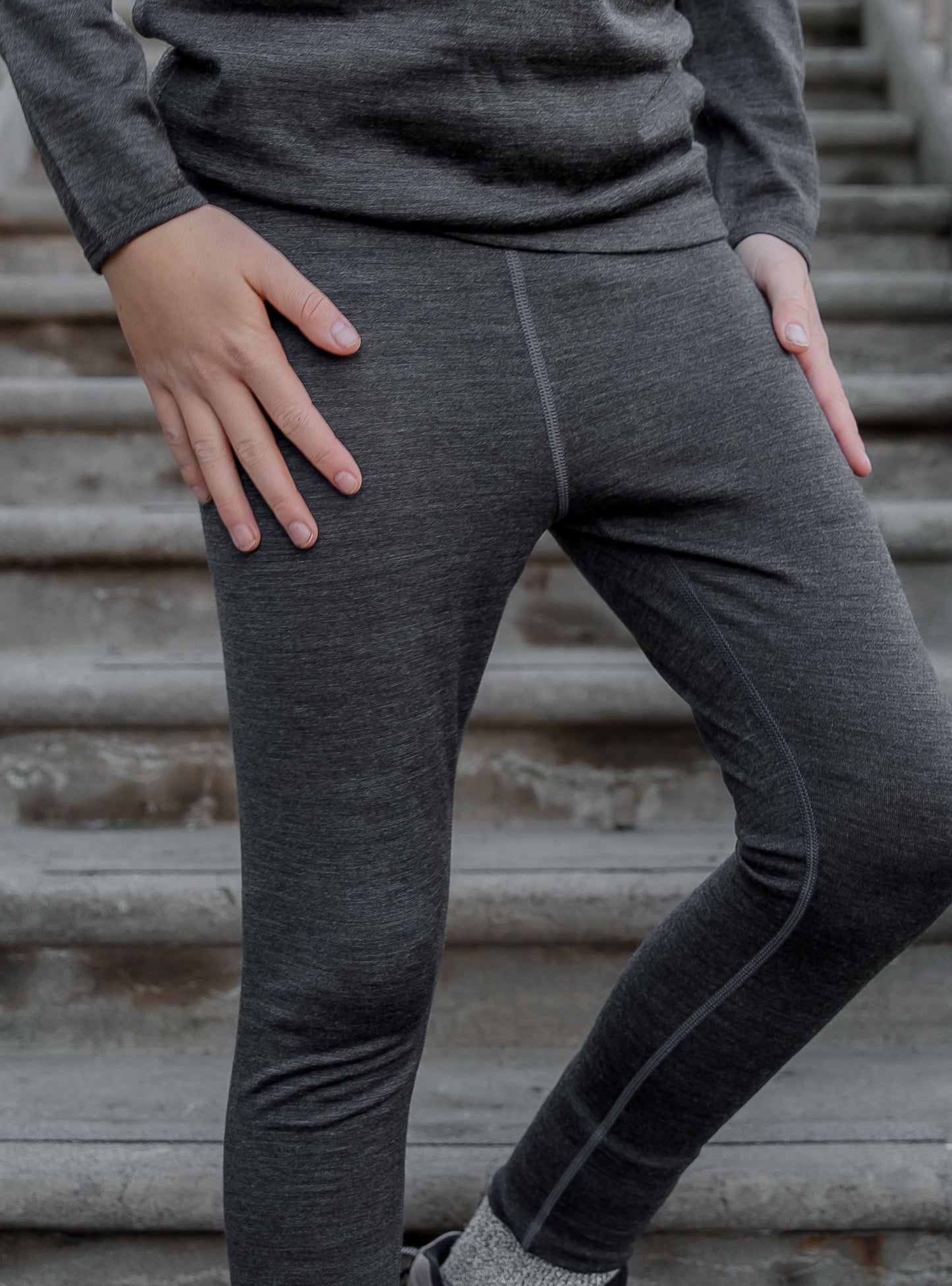 Youth Base Pant - 100% Merino Wool, Slate Grey