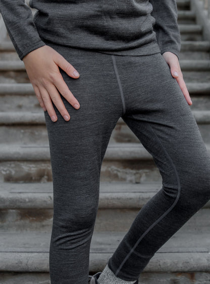 Youth Base Pant - 100% Merino Wool, Slate Grey