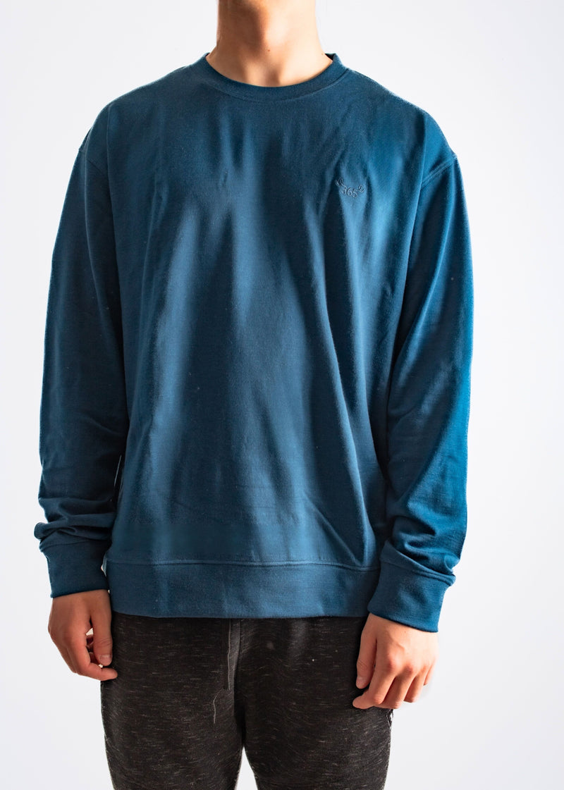 Men's Crew Sweatshirt - 100% Merino Wool, Gibraltar Blue (SECOND)