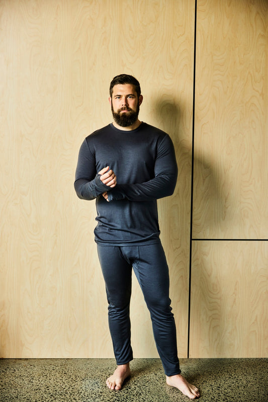 Men's Slim Pant - 100% Merino Wool, Iron Marle