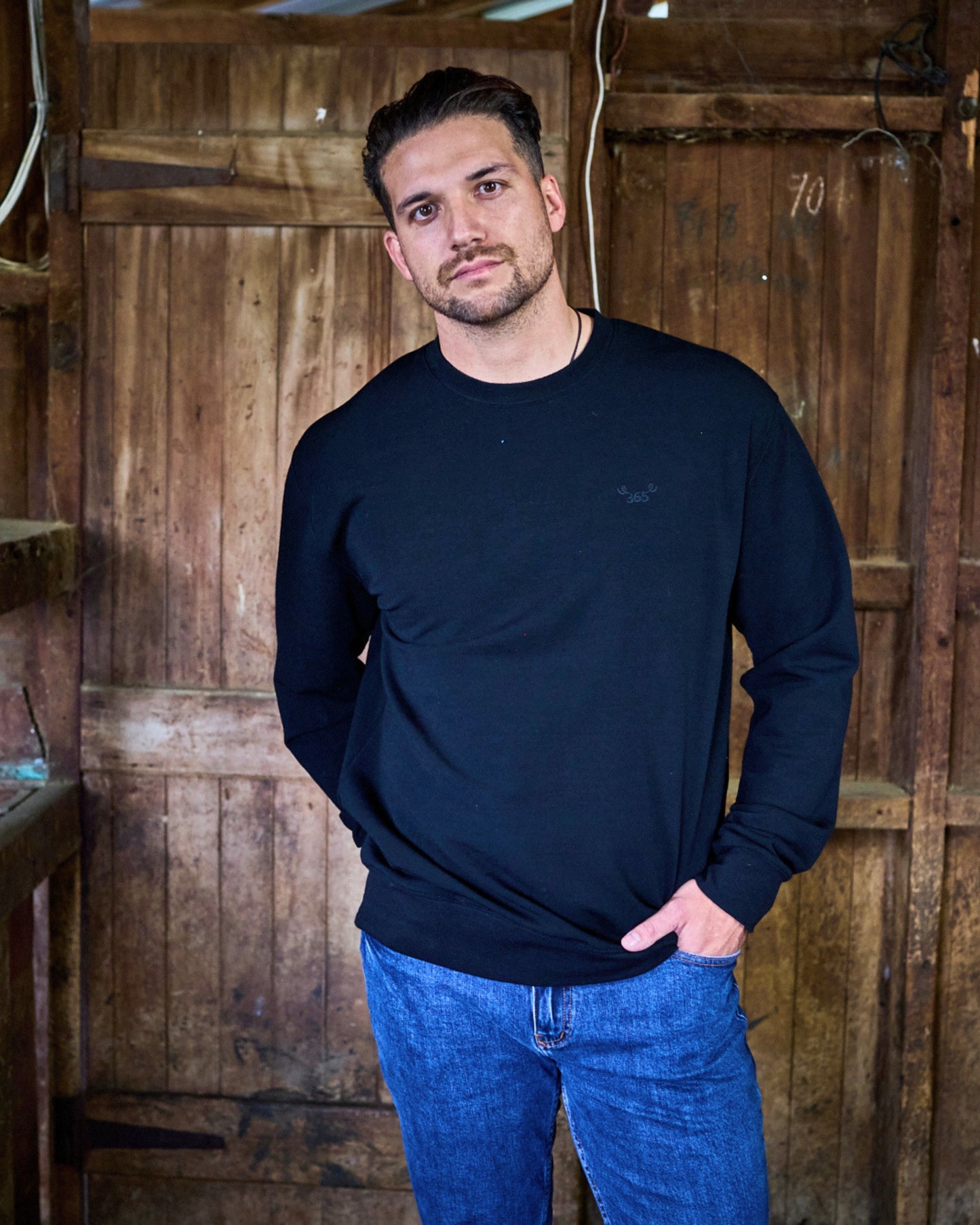 Men's Crew Sweatshirt - 100% Merino Wool, Black