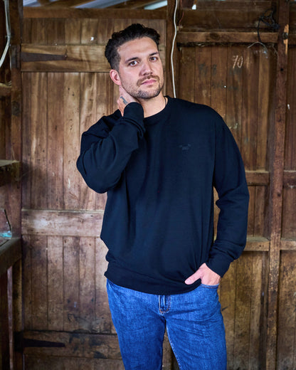 Men's Crew Sweatshirt - 100% Merino Wool, Black