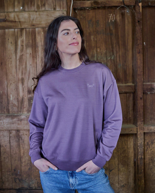 Women's Crew Sweatshirt - 100% Merino Wool, Plum