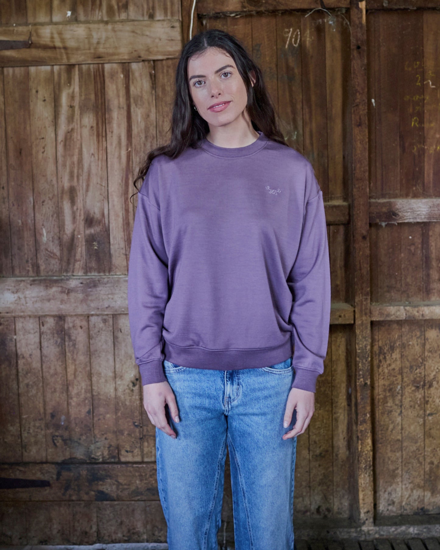Women's Crew Sweatshirt - 100% Merino Wool, Plum