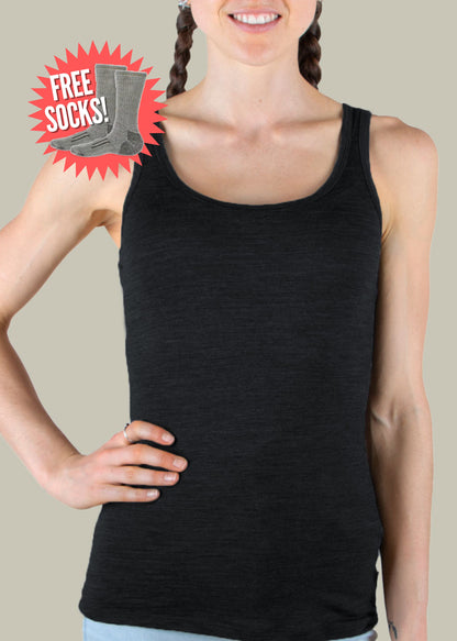 Merino 365 Women's Scoop Neck Tank Top, Midnight Marle