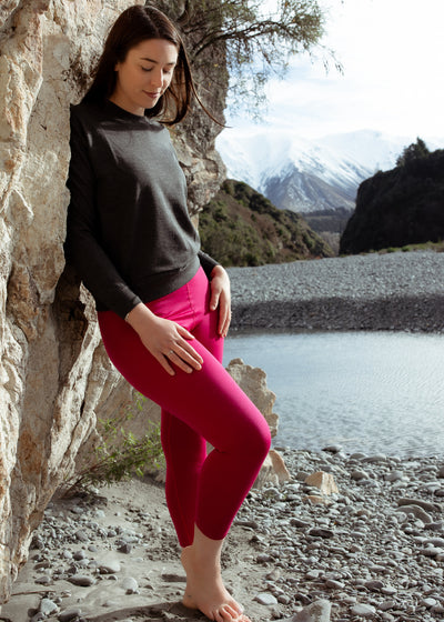 Women's Base Pant - 100% Merino Wool, Lipstick Pink
