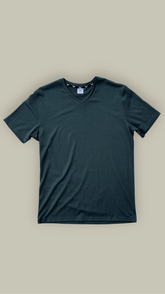 Men’s V-Neck T-shirt – 100% Merino Wool, Balsam