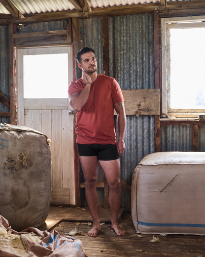 Men's Regular Boxer Brief - 100% Merino Wool, Black