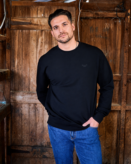 Men's Crew Sweatshirt - 100% Merino Wool, Black