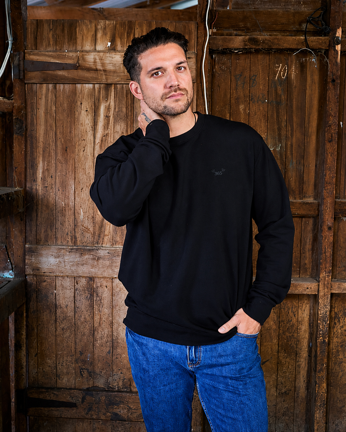 Men's Crew Sweatshirt - 100% Merino Wool, Black