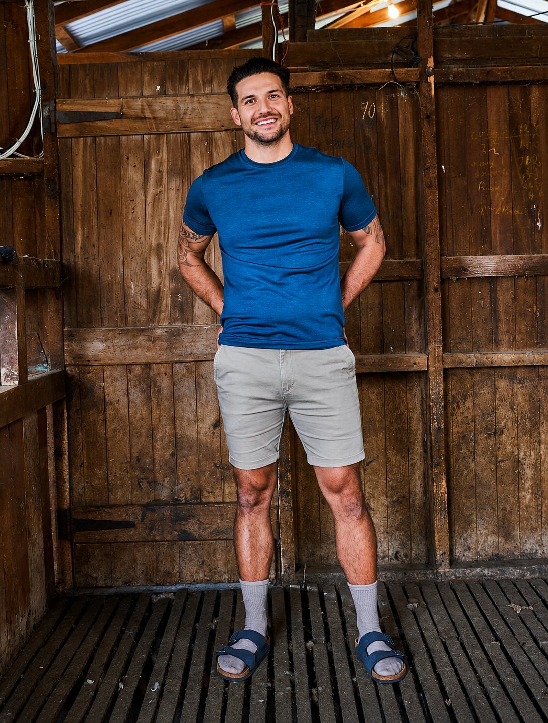 Men's Crew Short Sleeve T-shirt - 100% Merino Wool, Orion Blue