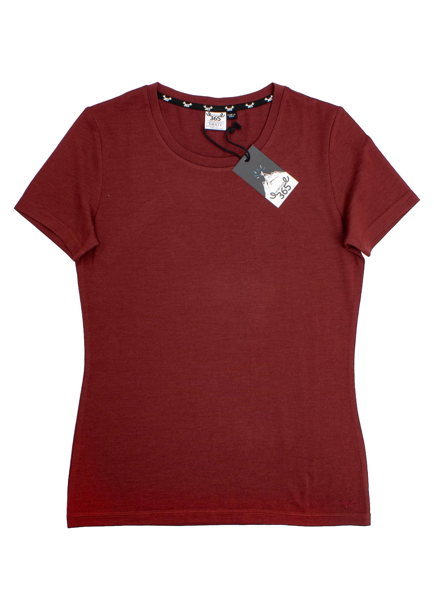 Women's Crew T-Shirt - 100% Merino Wool, Red Clay