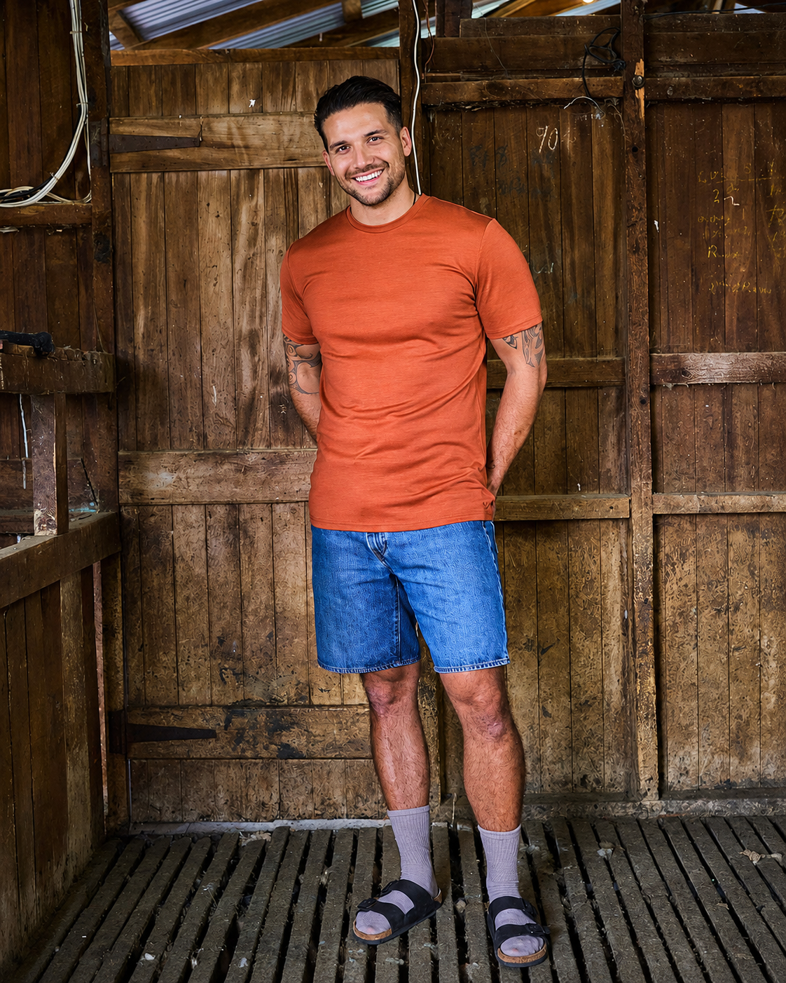 Men's Crew Short Sleeve T-shirt - 100% Merino Wool, Desert