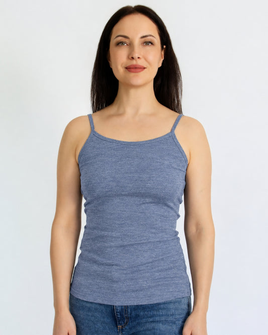 Women's Everyday Tank Top - 100% Merino Wool, Deep Blue Marle