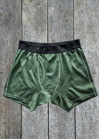 Men's Boxer Brief - 100% Merino Wool, Forest, Size XL