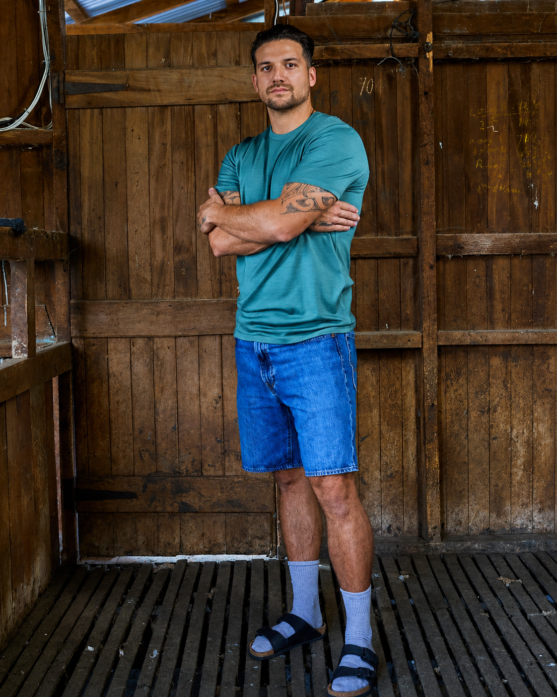 Men's Crew Short Sleeve T-shirt - 100% Merino Wool, Fern Green