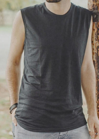 Men's Garage Tank Top - 100% Merino Wool, Slate Grey