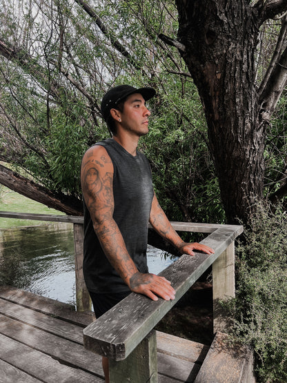 Men's Garage Tank Top - 100% Merino Wool, Slate Grey