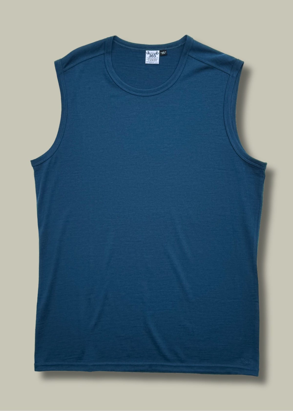 Gibraltar blue merino tank with crew neck and relaxed fit — Merino 365 men's style