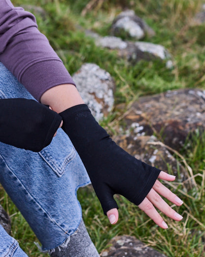 Women's Handwarmers - 100% Merino Wool, Black