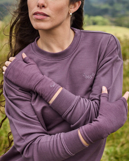 Women's Handwarmers - 100% Merino Wool, Plum