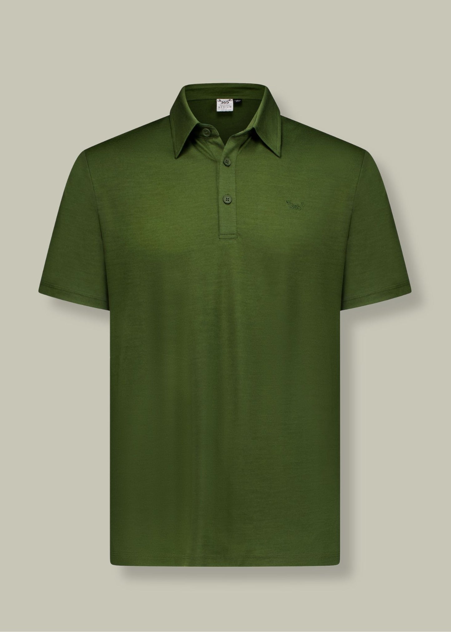 Men's Polo - 100% Merino Wool, Khaki Green