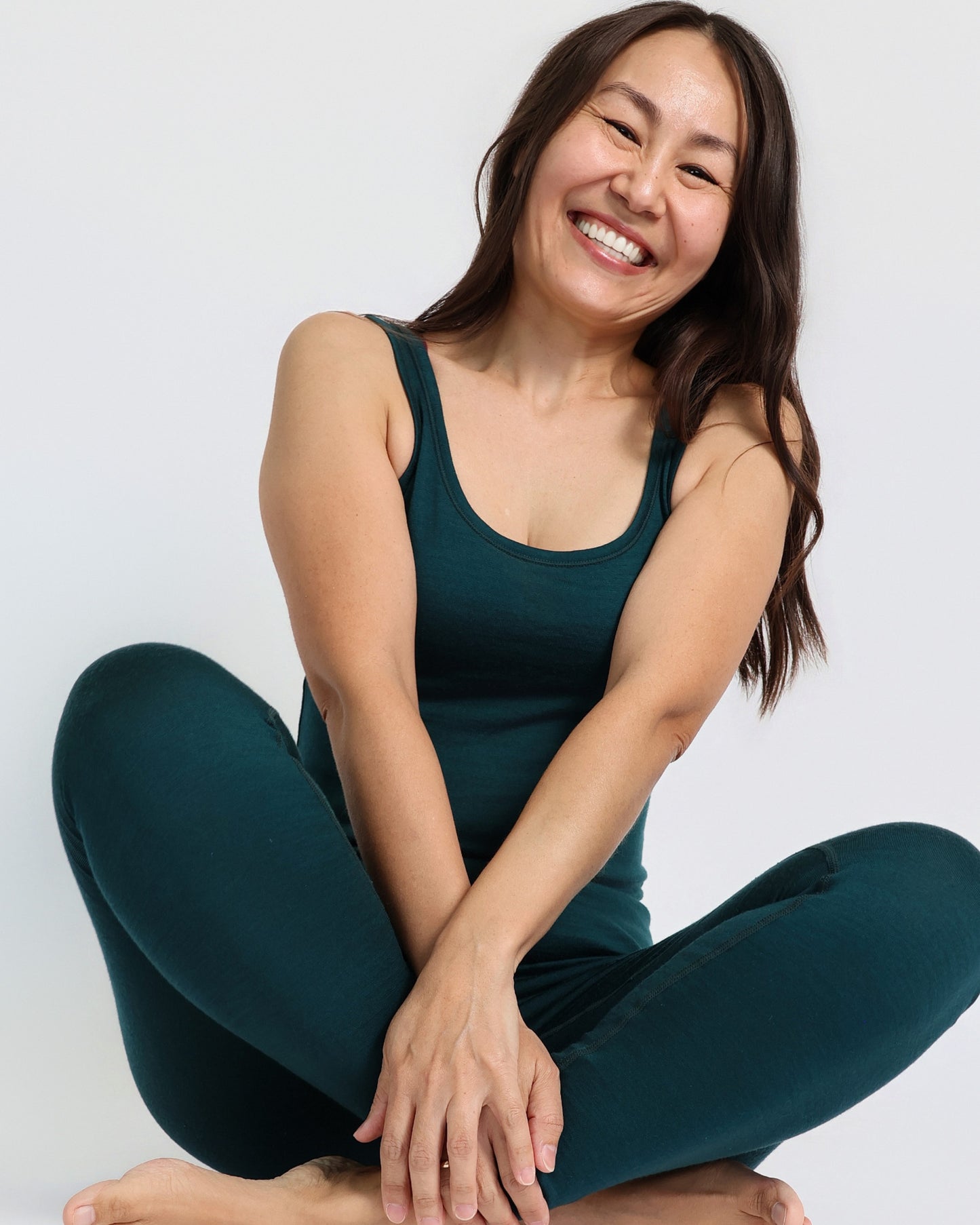 Women's Scoop Neck Tank Top - 100% Merino Wool, Pine Green