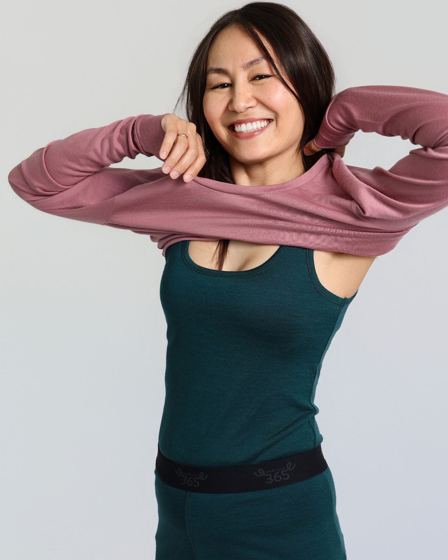Women's Scoop Neck Tank Top - 100% Merino Wool, Pine Green