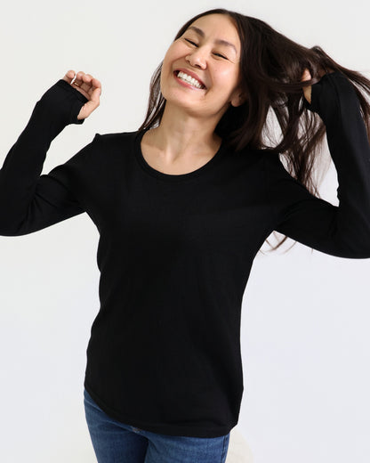 Women's OG Long Sleeve - 100% Merino Wool, Black