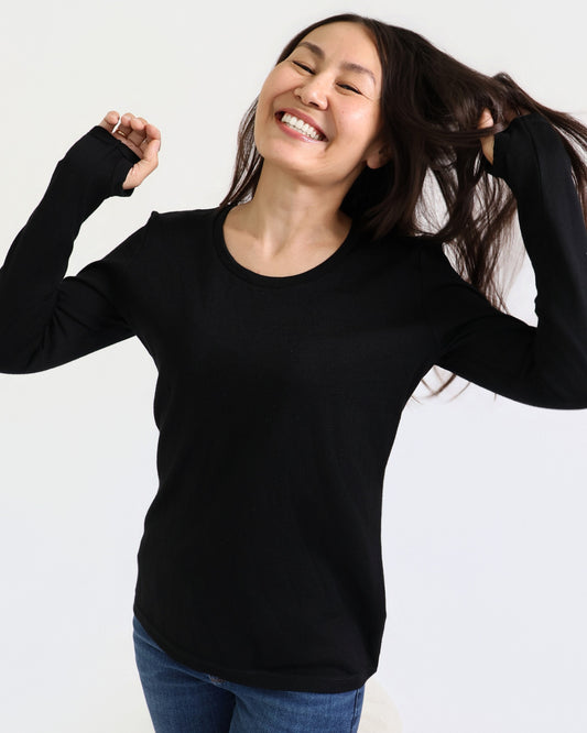 Women's Standard Long Sleeve - 100% Merino Wool, Black