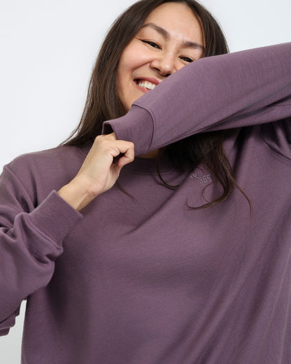 Women's Crew Sweatshirt - 100% Merino Wool, Plum