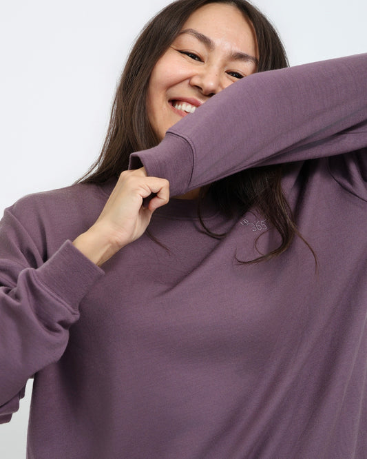 Women's Crew Sweatshirt - 100% Merino Wool, Plum