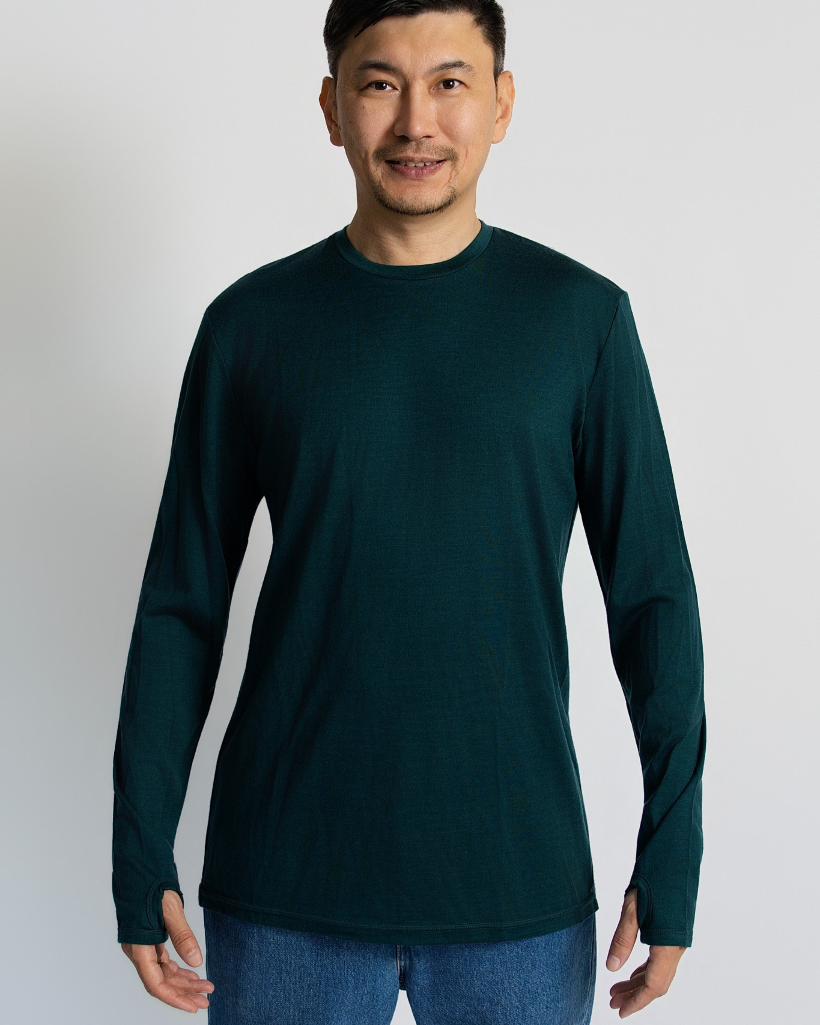 Men's OG Long Sleeve - 100% Merino Wool, Pine Green