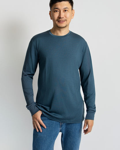 Men's Standard Long Sleeve - 100% Merino Wool, Orion Blue